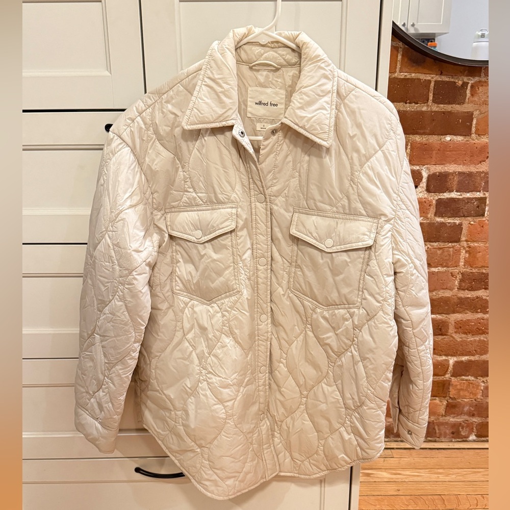 Aritzia Wilfred Free Cream Quilted Light Puffer Jacket